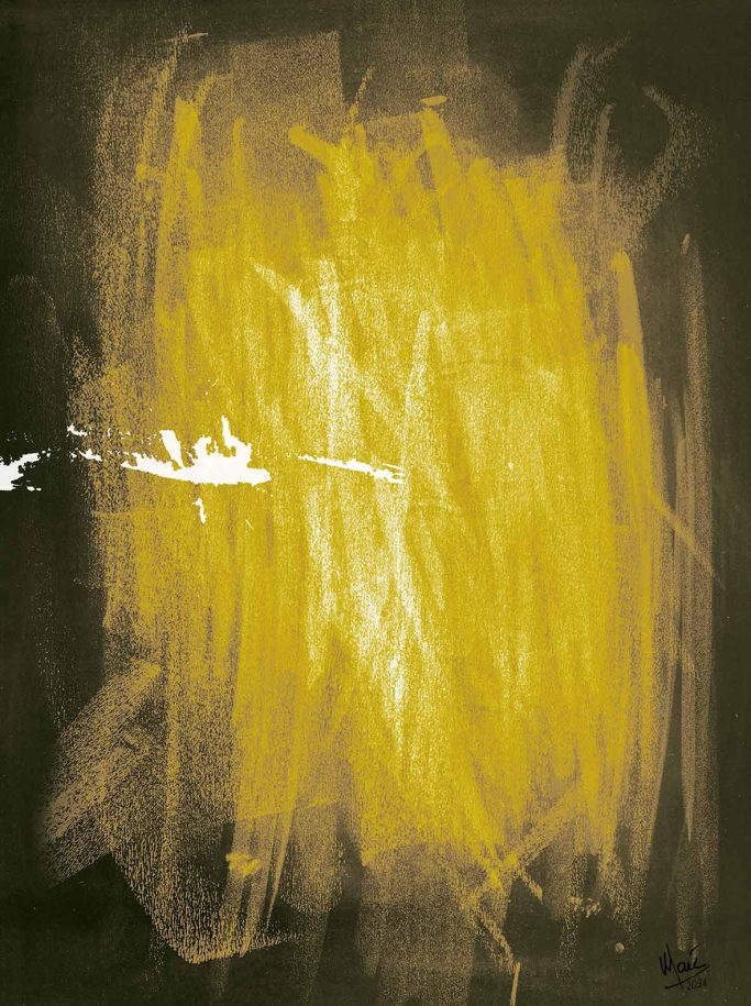 # Untitled, black and yellow,1 / 2024 / 50x65 Tableau # Untitled, black and yellow,1